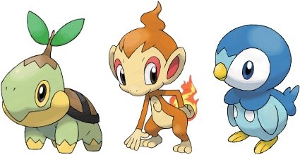 Turtwig, Chimchar and Piplup