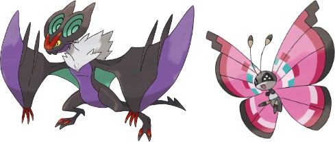 Noivern and Vivillon artwork