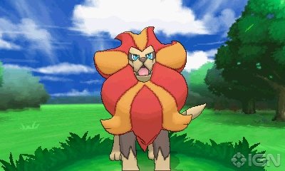Pyroar from the front