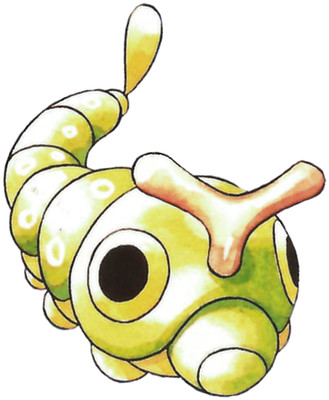 Caterpie Early Sugimori artwork - Red/Blue US
