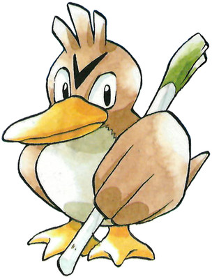 Farfetch&#039;d Early Sugimori artwork - Red/Green JP