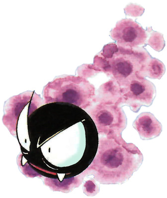 Gastly Early Sugimori artwork - Red/Blue US
