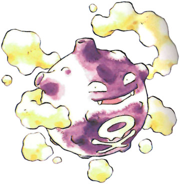 Koffing Early Sugimori artwork - Red/Blue US