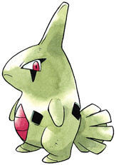 Larvitar Early Sugimori artwork - Gold/Silver