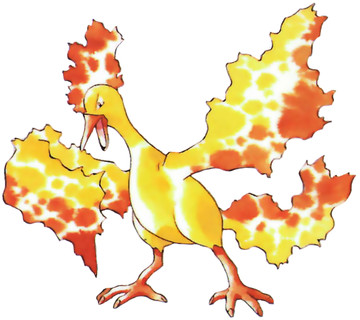 Moltres Early Sugimori artwork - Red/Blue US