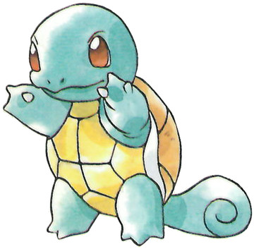 Squirtle Early Sugimori artwork - Red/Green JP