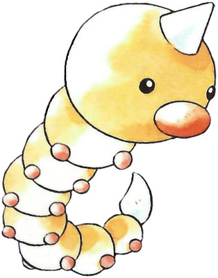 Weedle Early Sugimori artwork - Red/Blue US