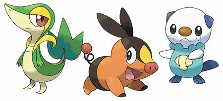 Pokémon Black & White starters - Snivy, Tepig and Oshawott