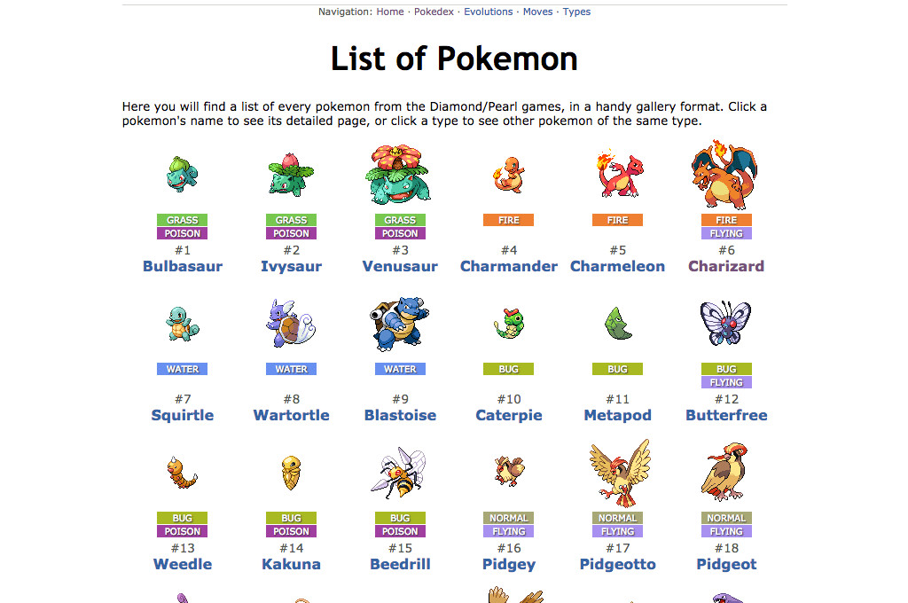 Old designs Pokémon Database