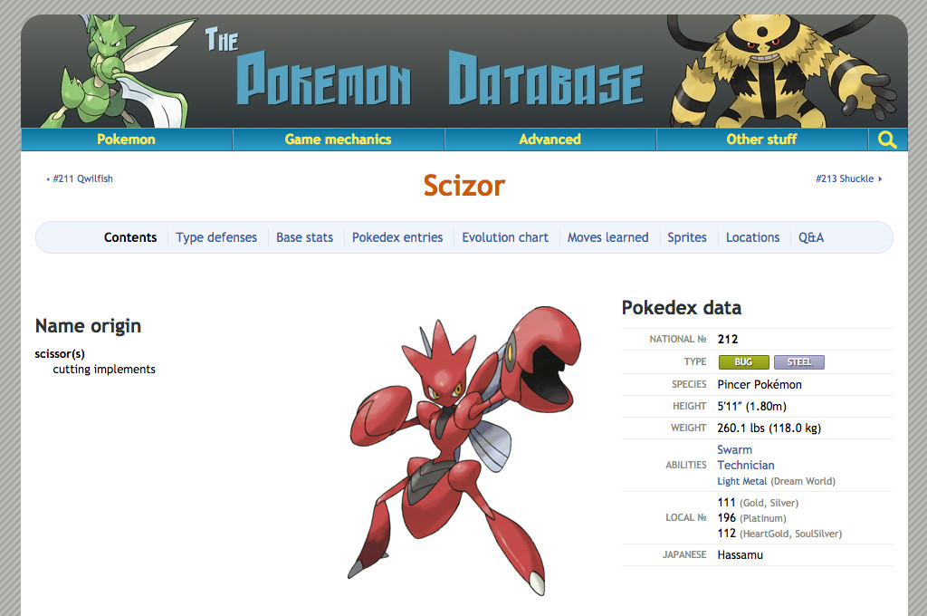 Scizor  Pokédex