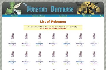 The PokemonDb design has been corrupted by Missingno.