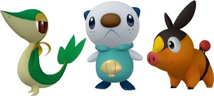 The Unova starters in 3D