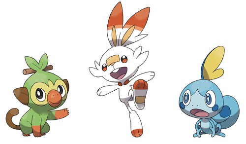 Pokémon Sword &amp; Shield starters - Grookey, Scorbunny and Sobble