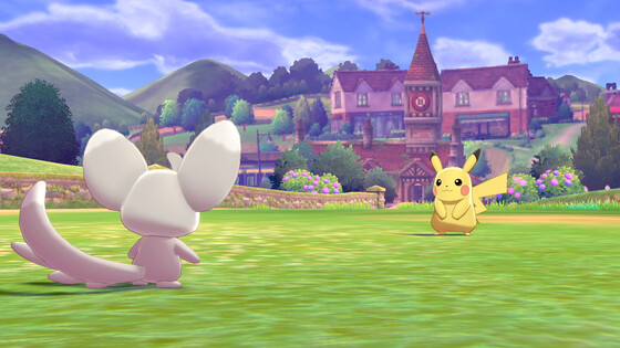 Pikachu and Minccino wild battle