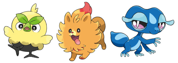 Pokemon Winds and Waves starters - Browt, Pombon, Gecqua