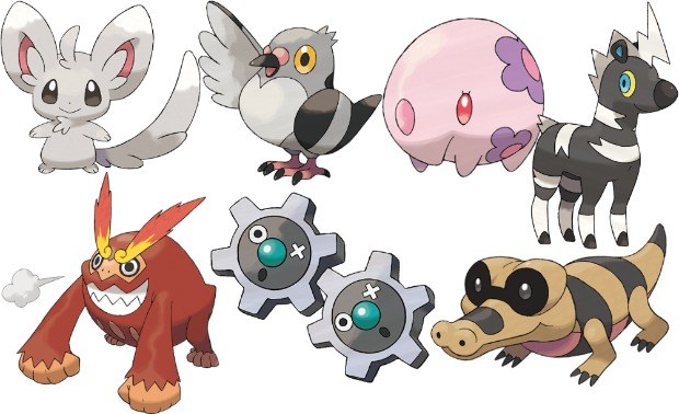 Minccino, Pidove, Munna, Blitzle, Darmanitan, Klink, Sandile