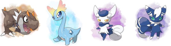 Tyrunt, Amaura, female Meowstic, male Meowstic
