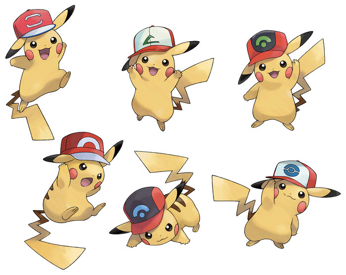 Pikachu cap variants