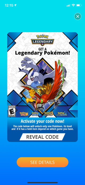 Pokemon Pass reward screen